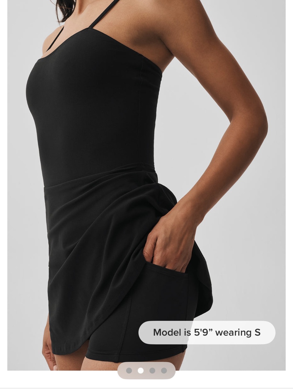 ALO Yoga Black Mini Dress with Spaghetti Straps - Picture 2 of 4